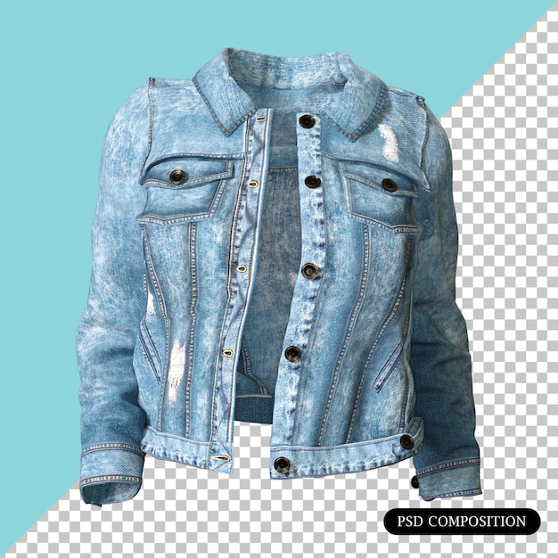 PSD psd jaqueta jeans mulher isolada modelo 3d