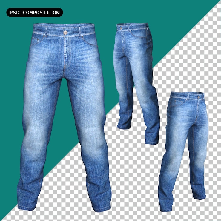 PSD psd jeans male fashion cloth isolado em 3d ilustração de renderização