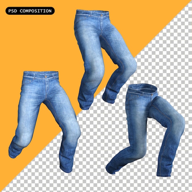 PSD psd jeans male fashion cloth isolado em 3d ilustração de renderização