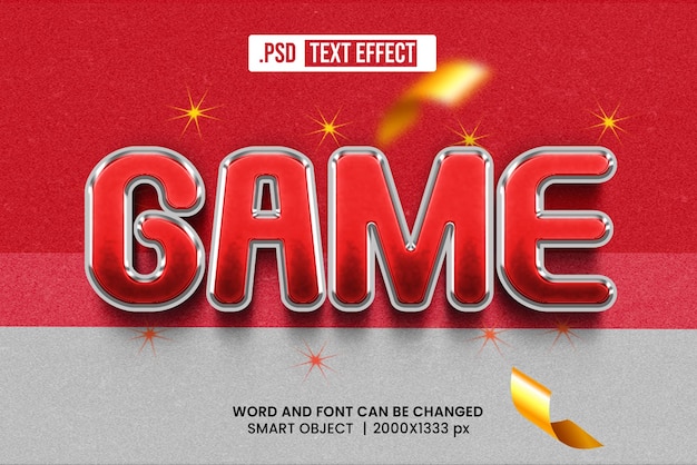 Psd jogo 3d efeito de texto editável