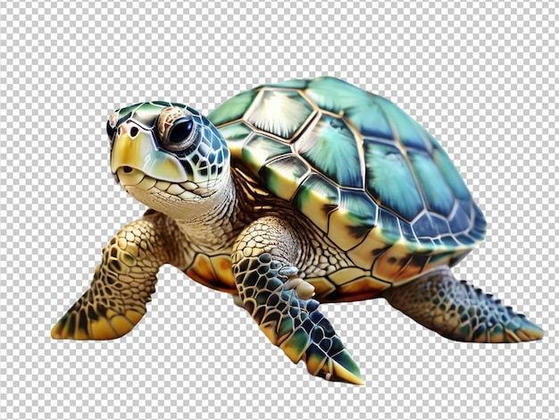 Psd D'une Jolie Tortue De Mer En 3d Sur Un Fond Transparent