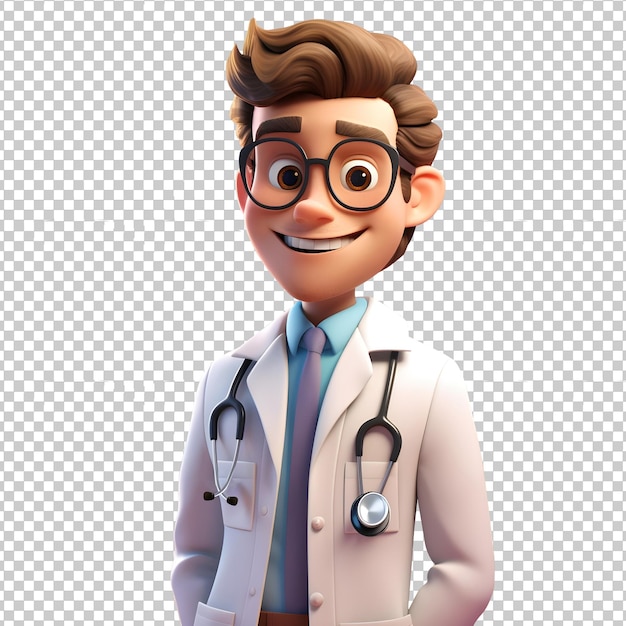 PSD psd joven internado médico 3d aislado sobre fondo transparente