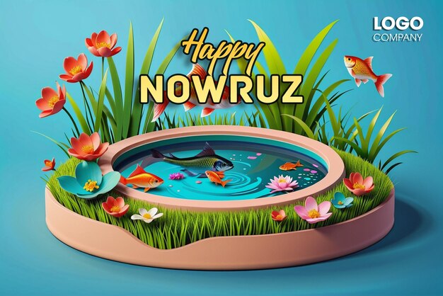 PSD psd joyeux jour de nowruz ou illustration du nouvel an iranien avec grass semeni