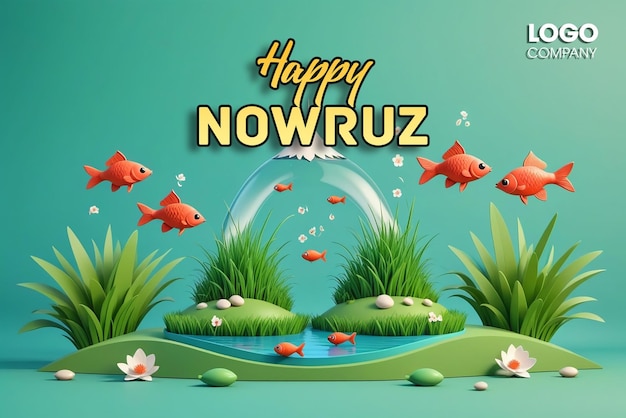 PSD psd joyeux jour de nowruz ou illustration du nouvel an iranien avec grass semeni