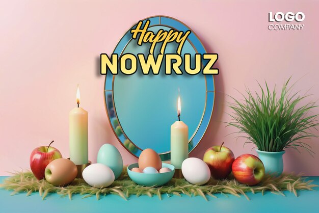 PSD psd joyeux jour de nowruz ou illustration du nouvel an iranien avec grass semeni