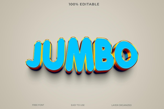 PSD Jumbo 3D Text Effect Style