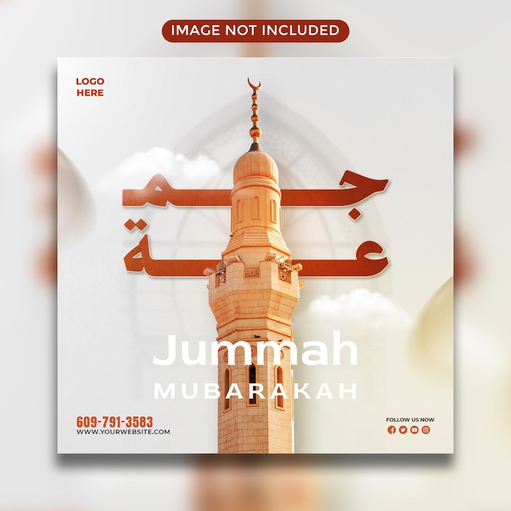 PSD psd jummah mubarak modello di progettazione di post sui social media