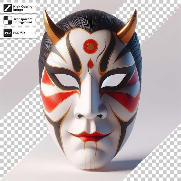 Psd-kabuki-maske auf durchsichtigem hintergrund mit bearbeitbarer maskenschicht