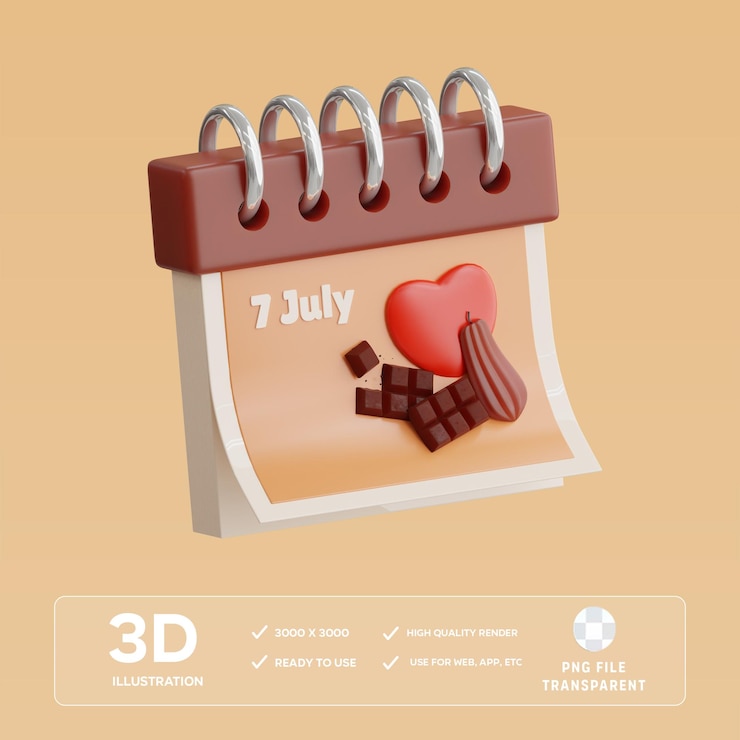 PSD psd-kalender in 3d-illustration