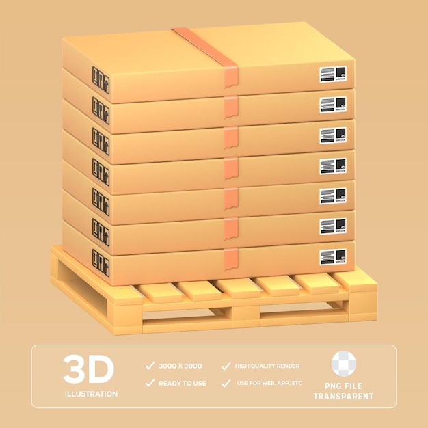 PSD-Kartonboxen in 3D-Illustration