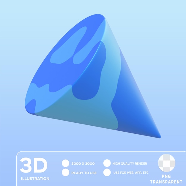 Psd-kegel blaue 3d-illustration