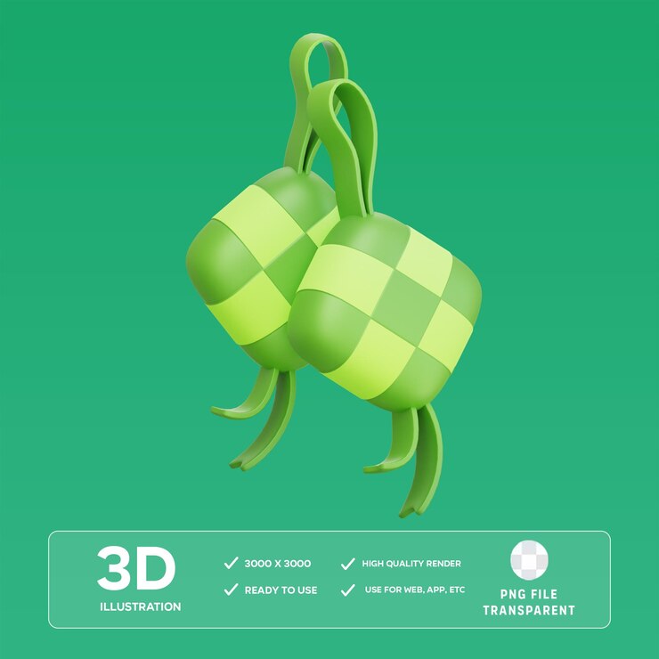 PSD psd ketupat traditional food illustrazione 3d