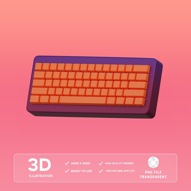 PSD key board 3D Illustration