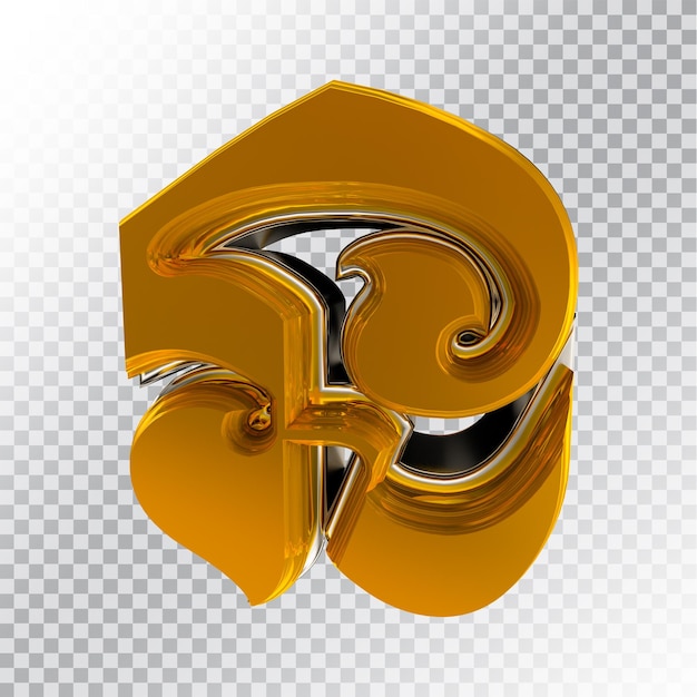 Psd khmer 3d texto dorado premium psd