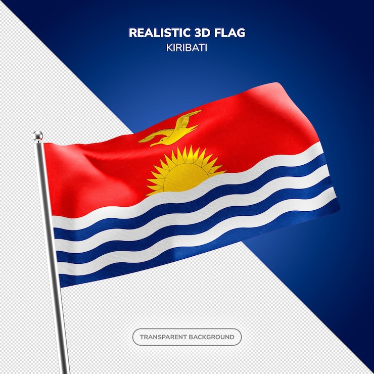 PSD psd kiribati renderização realista de bandeira 3d