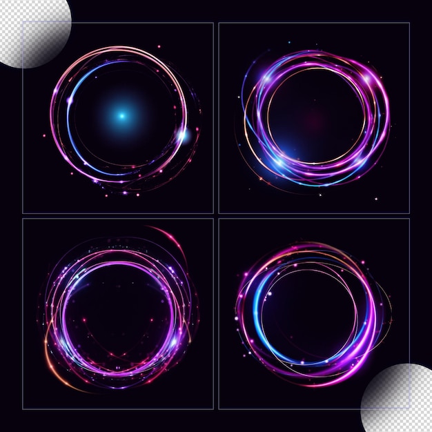 PSD Kreisförmiger violetter und blauer Neonlicht-transparenter Hintergrund