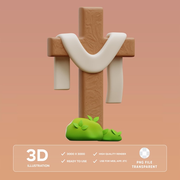 PSD-Kreuz und Shwal 3D-Illustration