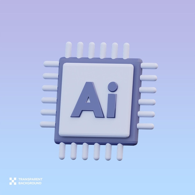 PSD künstliche Intelligenz Chip 3D-Illustration