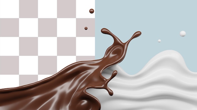 PSD Lait Et Chocolat Splash Rendu 3D