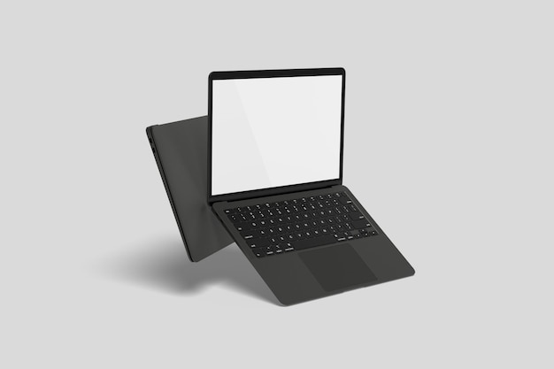 PSD psd-laptop auf grauem hintergrund mock up