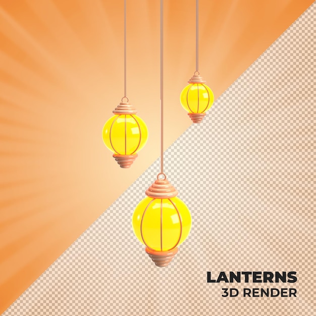 Psd-laternen 3d-rendering-beitragsvorlage