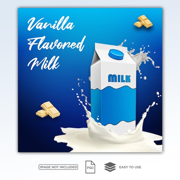 PSD latte fresco modello di post sui social media o banner Instagram