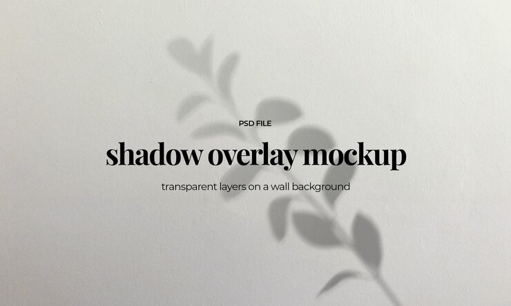 PSD leaves shadows overlay mockup with transparent background leaf shadow effect