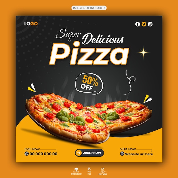 PSD leckeres Essen Pizza Social Media Poster Banner Design Vorlage