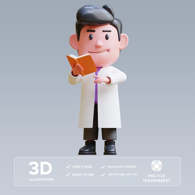 PSD Leer libro Ilustración en 3D