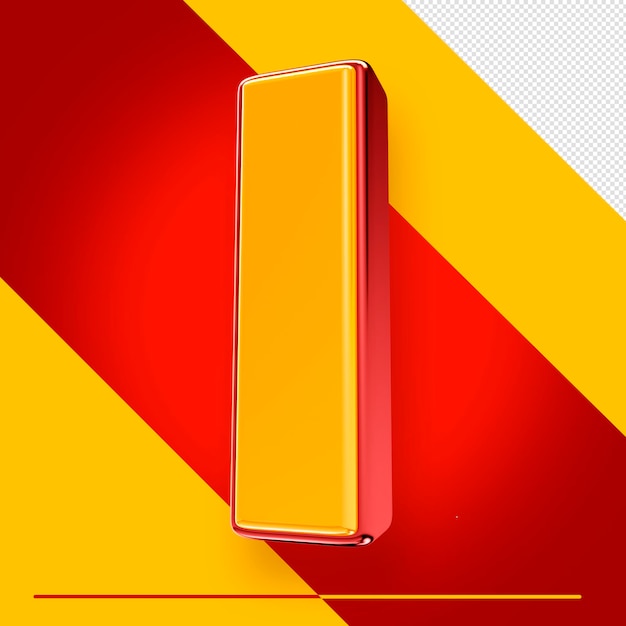 PSD letra del alfabeto 3d i aislado con rojo y amarillo para composiciones