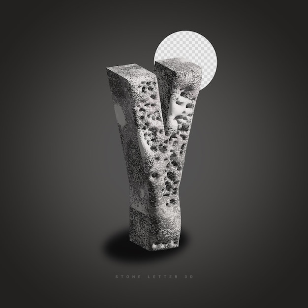 PSD una letra de piedra 3D Y con un fondo de textura áspera