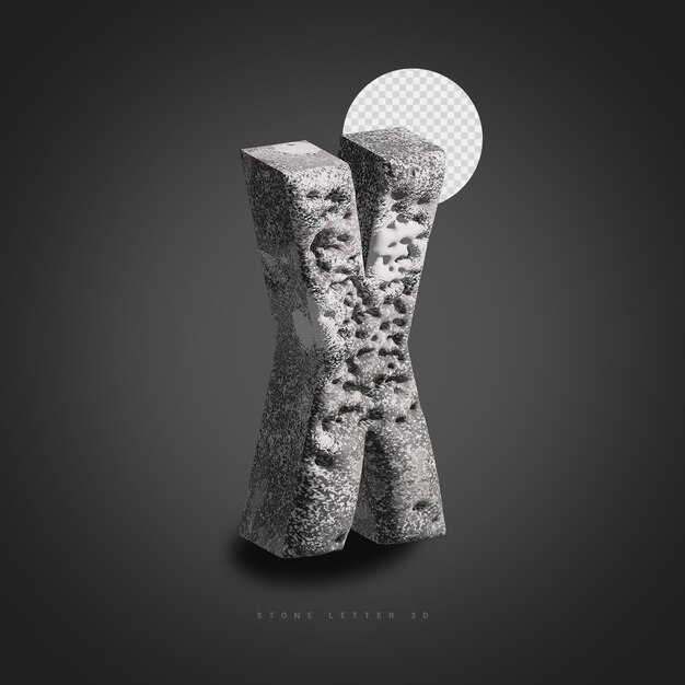 PSD una letra de piedra 3D X con un fondo de textura áspera