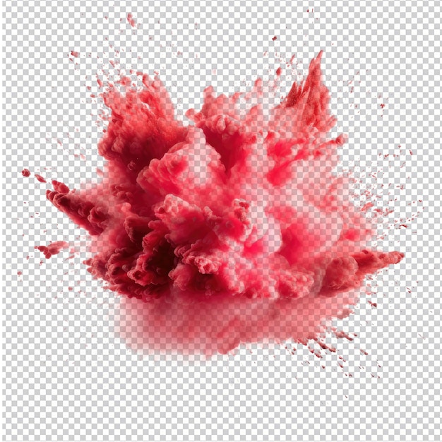 PSD leuchtend rote Pulverexplosion isoliert auf transparentem Hintergrund HD PNG