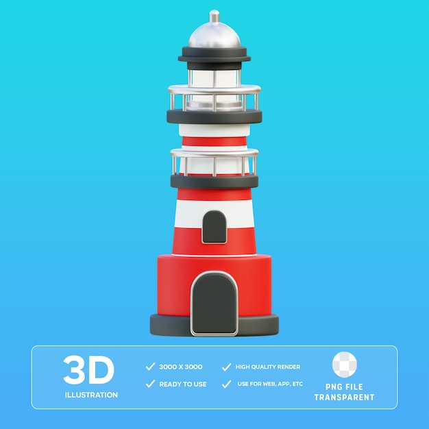 PSD Leuchtturm 3D-Illustration