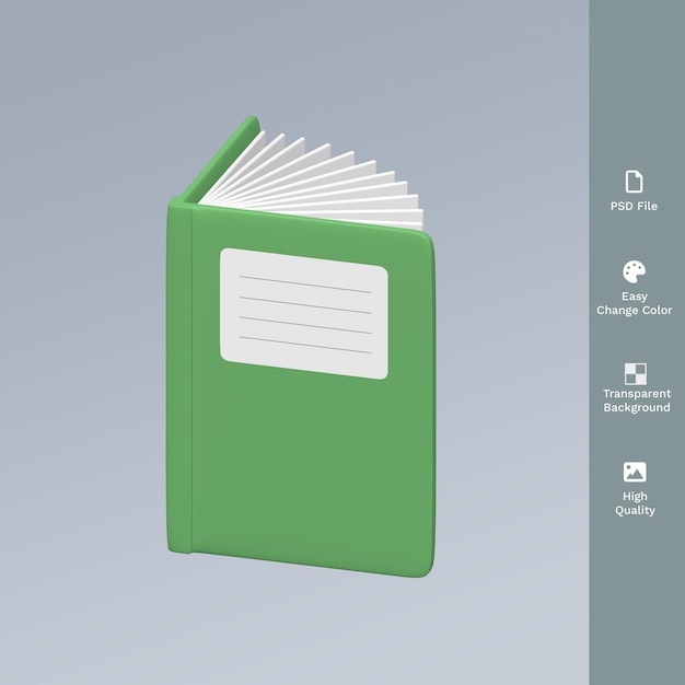 PSD libro 3d ilustración editable