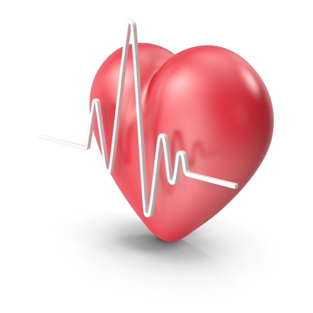 PSD Liebe Herzfrequenz Kardiograph 3D rotes Herz transparenter Hintergrund