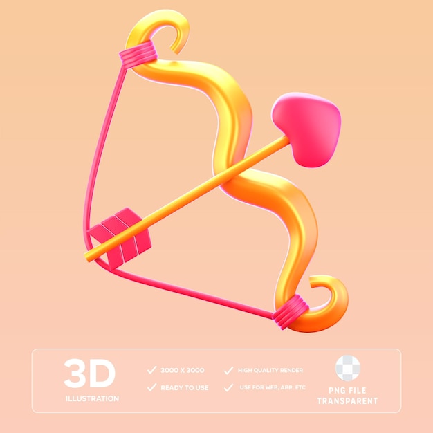 PSD Liebesbogen und Pfeil 3D-Illustration