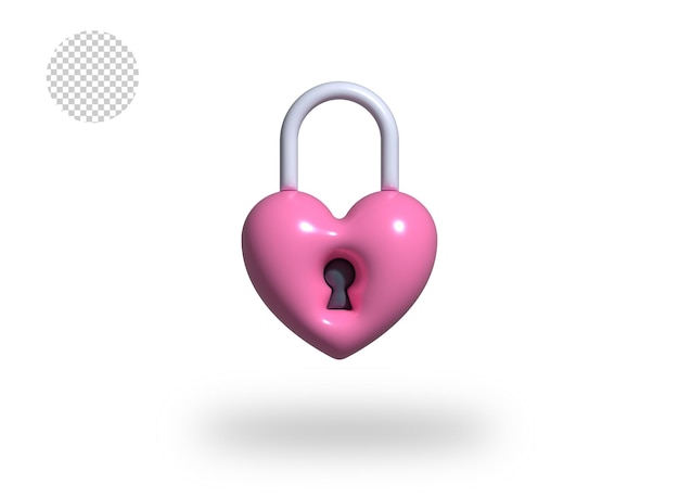 PSD Liebesschloss transparentes Comic-Blasensymbol 3D-Renderillustration