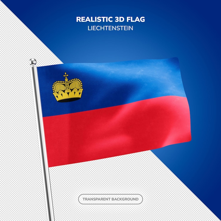 PSD psd liechtenstein renderización realista de la bandera en 3d