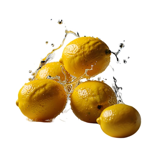 PSD limones salpicando en un fondo transparente Ai generativo