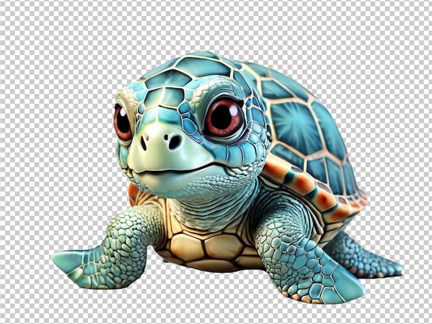 PSD psd de una linda tortuga marina en 3d sobre un fondo transparente