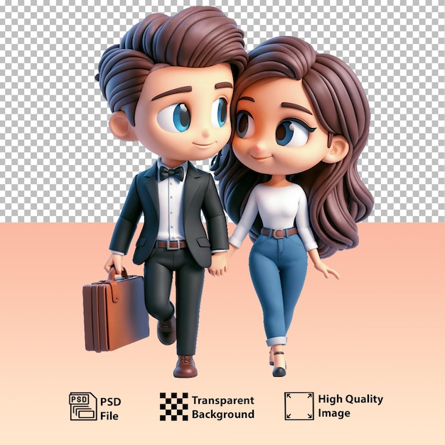 PSD psd lindo casal de amantes alegres em estilo cartoon generative ai