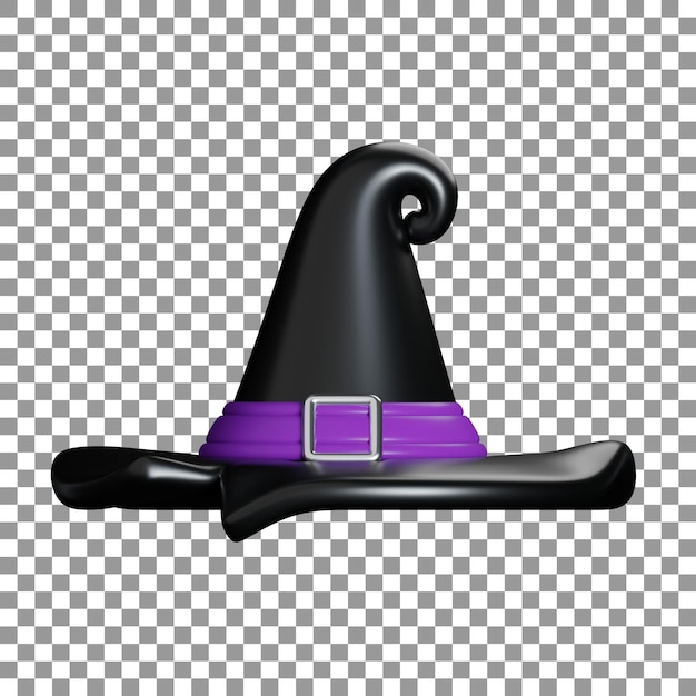 PSD psd lindo icono de halloween sombrero de bruja renderización en 3d