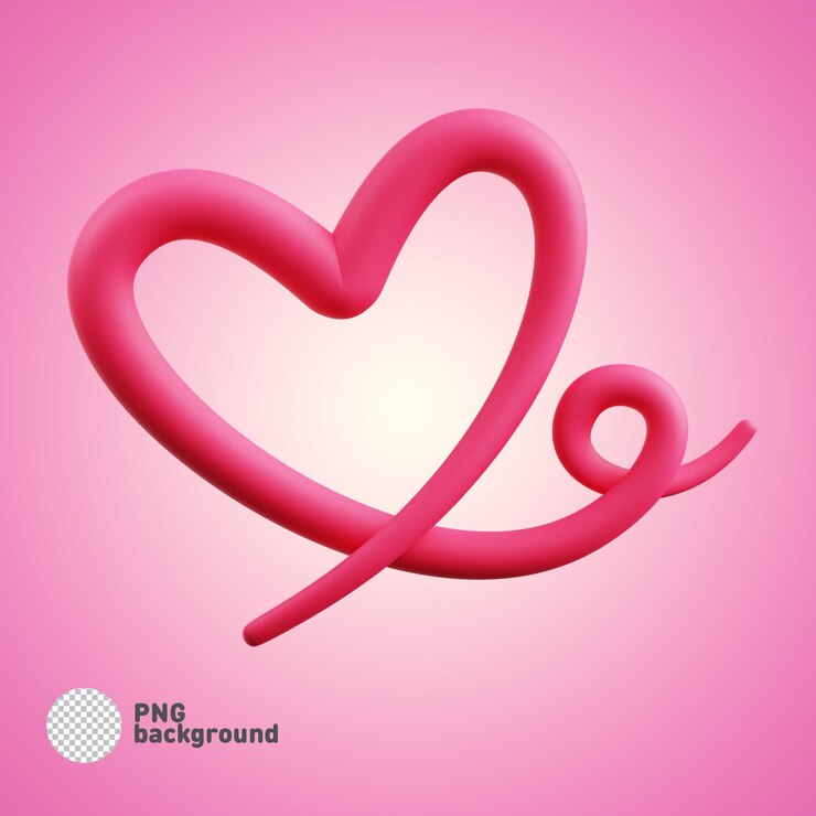 PSD psd, línea, corazón, icono, aislado, 3d, render, ilustración