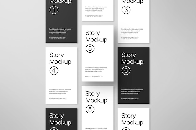 PSD Lineed Up Story Mockup Collection Design per i social media e i post su Instagram