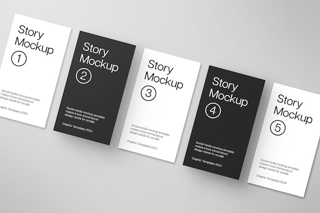 PSD Lineed Up Story Mockup Design per i social media e i post su Instagram