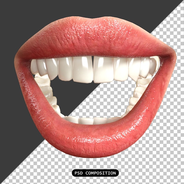 PSD psd lippen weiblich mit isolierter expression 3d-render-illustration