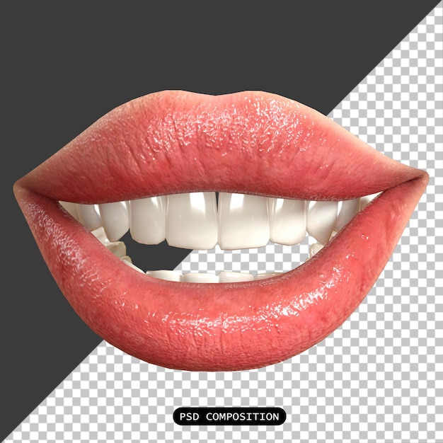 PSD psd lips femme avec expression isolée 3d render illustration