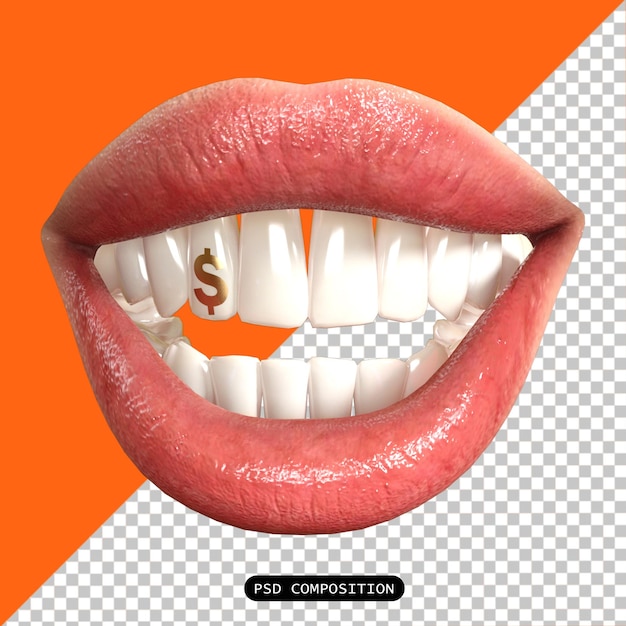 PSD psd lips mujer con expresión aislada 3d ilustración de renderización