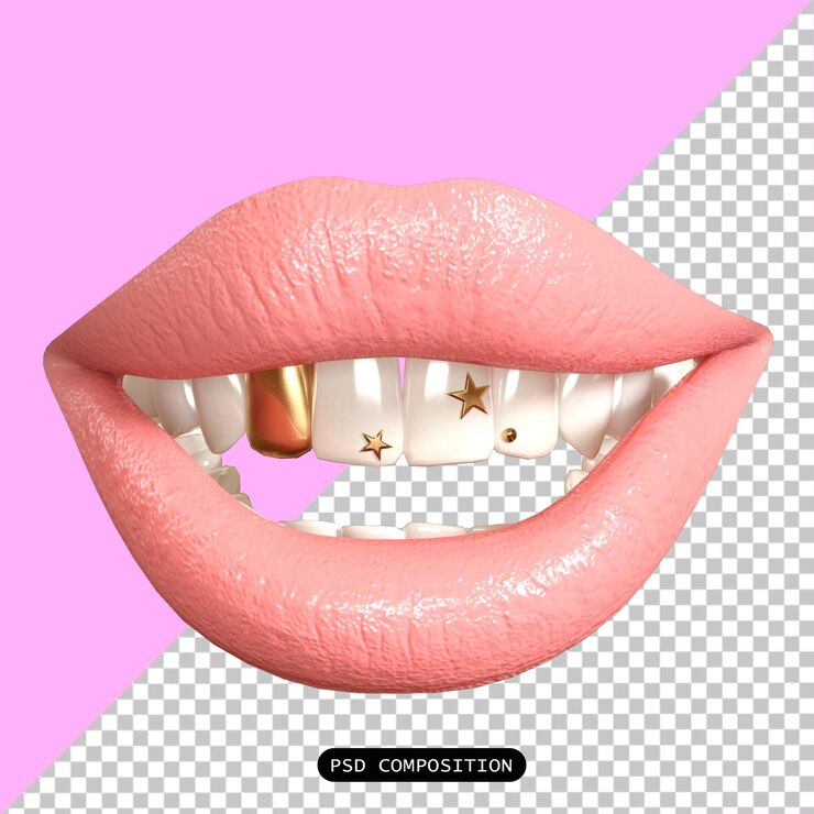 PSD psd lips mujer con expresión aislada 3d ilustración de renderización
